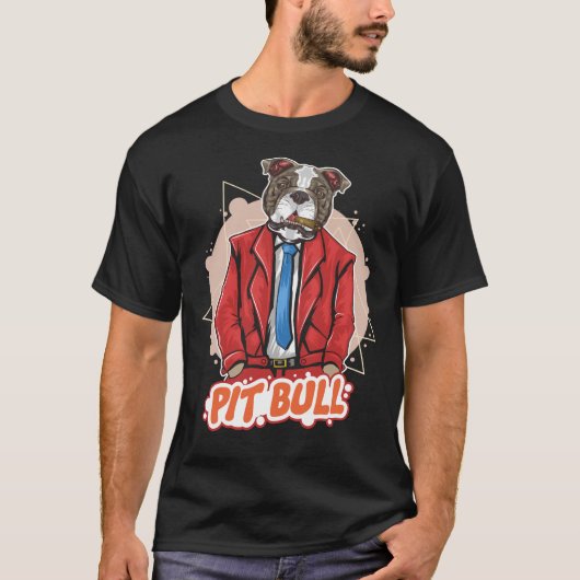 Pit Bull Dog met sigaar en pak Pitbull kunstwerk T-shirt (Voorkant)