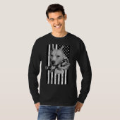 Pit Bull Dog op Amerikaanse vlag T-shirt (Voorkant volledig)