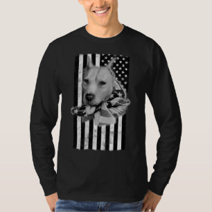 Pit Bull Dog op Amerikaanse vlag T-shirt