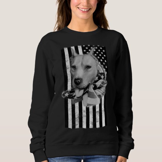 Pit Bull Dog op Amerikaanse vlag Trui (Voorkant)