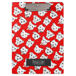 Pit Bull Dog Pattern Red   Jouw namen toevoegen Klembord