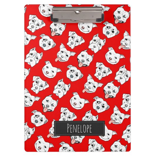 Pit Bull Dog Pattern Red | Jouw namen toevoegen Klembord (Voorkant)