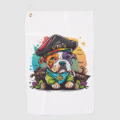 Pit Bull Dog Pirate Golfhanddoek (Voorkant)