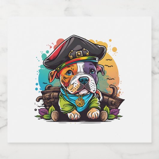 Pit Bull Dog Pirate Sparkling Wijnetiket (Enkel label)