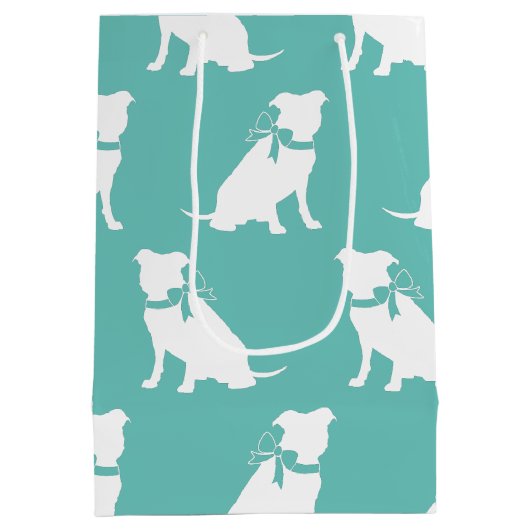 Pit Bull Dog Puppy Pitbull Medium Gift Bag Medium Cadeauzakje (Achterkant)
