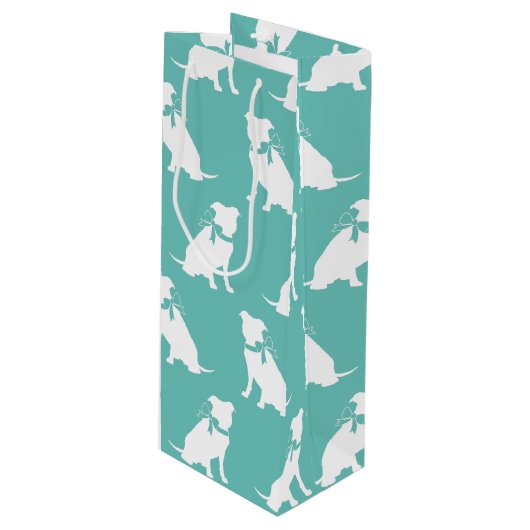 Pit Bull Dog Puppy Pitbull Wine Gift Bag Wijn Cadeautas (Voorkant Gekanteld)