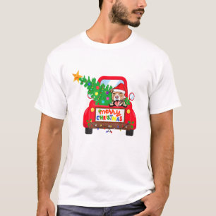 Pit Bull Dog Riding Red Truck T-shirt