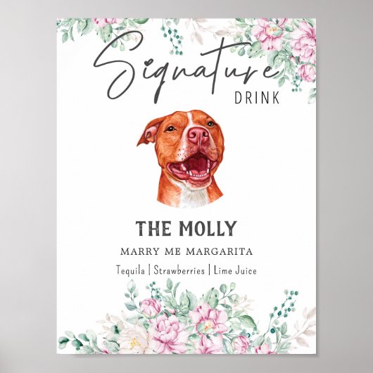 Pit Bull Dog Signature Drink Teken Poster (Voorkant)