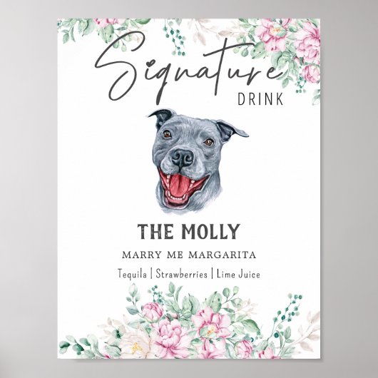 Pit Bull Dog Signature Drink Teken Poster (Voorkant)