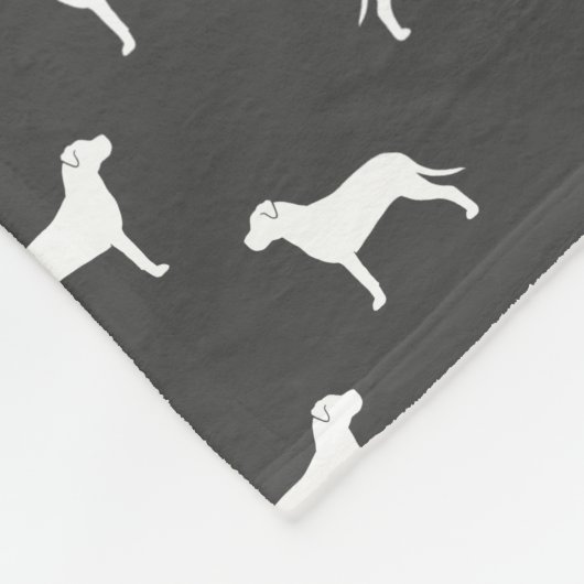Pit Bull Dog Silhouettes Pattern Grey and White Fleece Deken (Hoek)