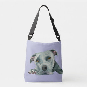 Pit Bull Dog Waterverf Art   Big Ol Head Crossbody Tas