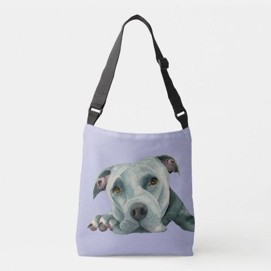 Pit Bull Dog Waterverf Art | Big Ol Head Crossbody Tas (Voorkant)