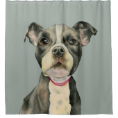 Pit Bull Dog Waterverf Painting Douchegordijn (Voorkant)