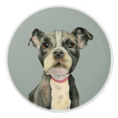 Pit Bull Dog Waterverf Painting Keramische Knop (Voorkant)