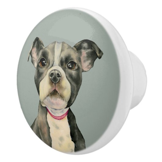 Pit Bull Dog Waterverf Painting Keramische Knop (Rechts)