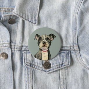 Pit Bull Dog Waterverf Painting Ronde Button 7,6 Cm