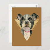 Pit Bull Dog Waterverf Schilderen 3 Briefkaart (Voorkant / Achterkant)