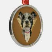 Pit Bull Dog Waterverf Schilderen 3 Metalen Ornament (Rechts)