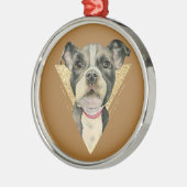 Pit Bull Dog Waterverf Schilderen 3 Metalen Ornament (Links)