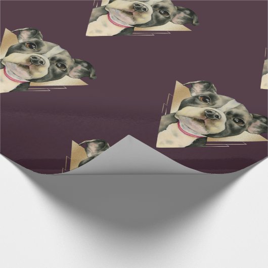 Pit Bull Dog Waterverf Schilderen 4 Cadeaupapier (Hoek)