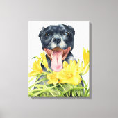 Pit Bull Dog Waterverf Schilderen, Fine Art Canvas Afdruk (Voorkant)