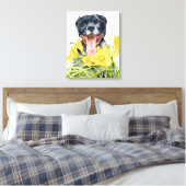 Pit Bull Dog Waterverf Schilderen, Fine Art Canvas Afdruk (Insitu (Slaapkamer))