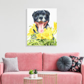 Pit Bull Dog Waterverf Schilderen, Fine Art Canvas Afdruk (Insitu (Woonkamer))