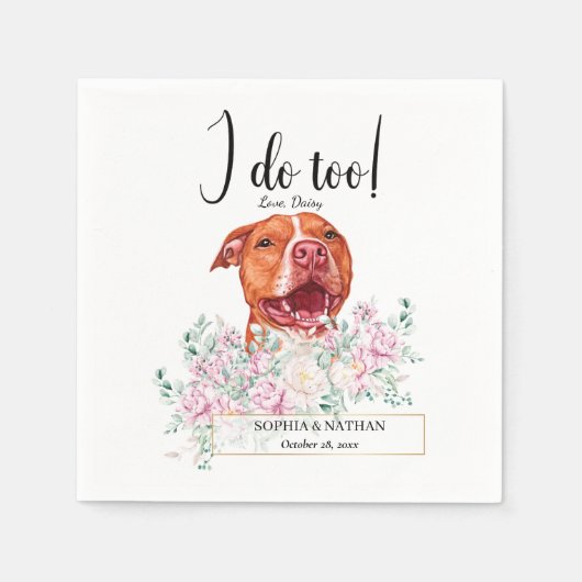 Pit Bull Dog Wedding Cocktail Napkins Servet (Voorkant)