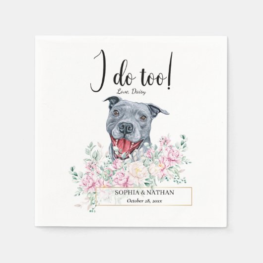 Pit Bull Dog Wedding Cocktail Napkins Servet (Voorkant)