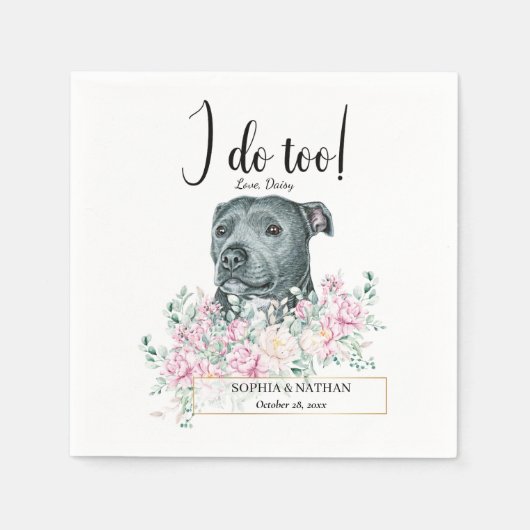 Pit Bull Dog Wedding Cocktail Napkins Servet (Voorkant)