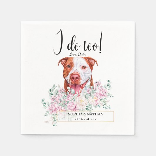 Pit Bull Dog Wedding Cocktail Napkins Servet (Voorkant)