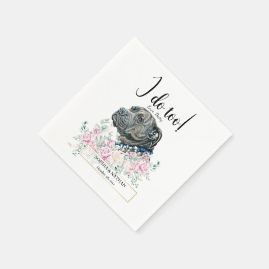 Pit Bull Dog Wedding Cocktail Napkins Servet (Hoek)