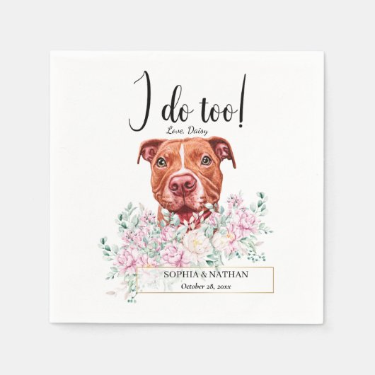 Pit Bull Dog Wedding Cocktail Napkins Servet (Voorkant)