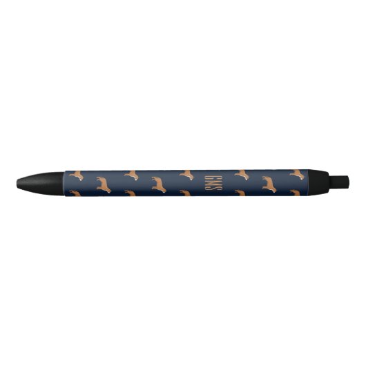 Pit Bull Dogs Pattern Monogramed Zwarte Inkt Pen (Voorkant)