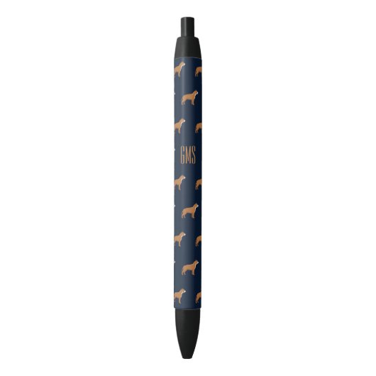 Pit Bull Dogs Pattern Monogramed Zwarte Inkt Pen (Voorkant Verticaal)