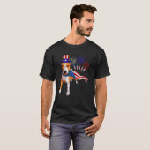 Pit Bull Dragen Amerikaanse vlag Vuurwerk 4e van J T-shirt (Voorkant volledig)