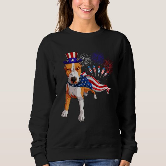 Pit Bull Dragen Amerikaanse vlag Vuurwerk 4e van J Trui (Voorkant)