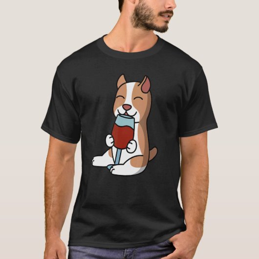 Pit Bull Drink wijnhond T-shirt (Voorkant)