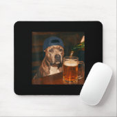 Pit Bull Drinkend Bier Shirt Grappige Vaderdag Hon Muismat (Met muis)