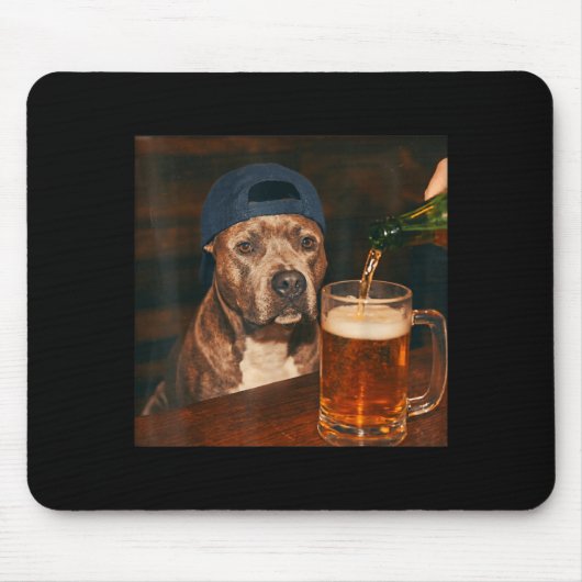Pit Bull Drinkend Bier Shirt Grappige Vaderdag Hon Muismat (Voorkant)
