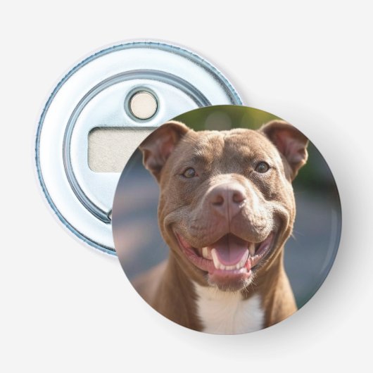 Pit Bull-foto toevoegen aanpassen Button Flesopener (Voorkant)