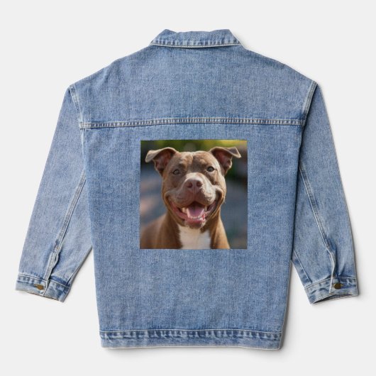 Pit Bull-foto toevoegen aanpassen Denim Jacket (Achterkant)