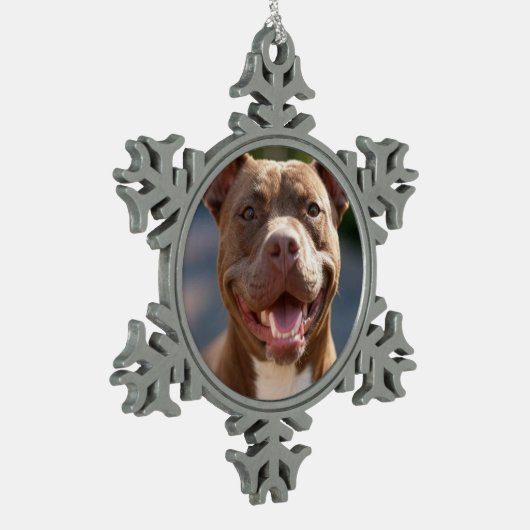 Pit Bull-foto toevoegen aanpassen Tin Sneeuwvlok Ornament (Links)