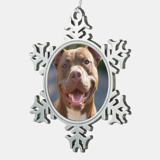 Pit Bull-foto toevoegen aanpassen Tin Sneeuwvlok Ornament (Rechts)