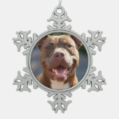 Pit Bull-foto toevoegen aanpassen Tin Sneeuwvlok Ornament (Voorkant)