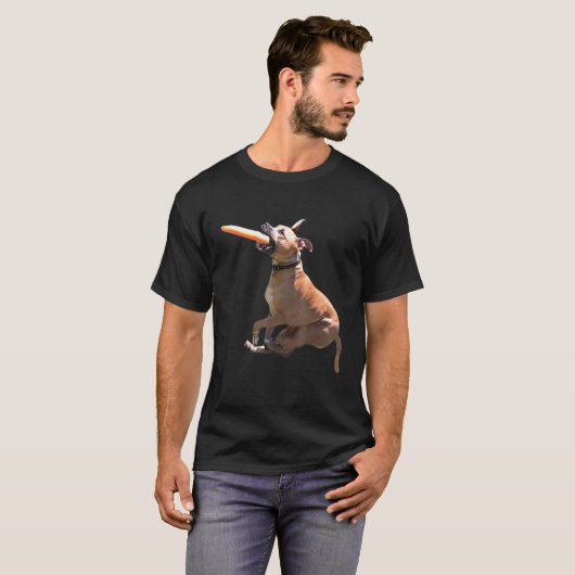 Pit Bull Frisbee Graphic Pit Bull Terrier print Do T-shirt (Voorkant volledig)