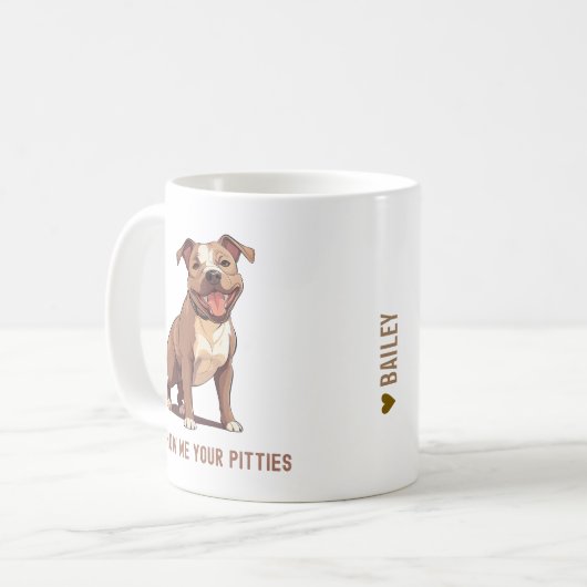 Pit Bull Funny gepersonaliseerd Koffiemok (Voorkant links)