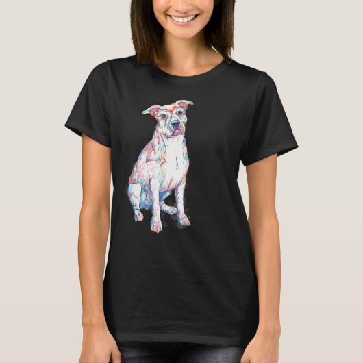 Pit Bull gekleurd T-shirt (Voorkant)