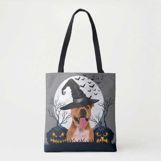 Pit Bull Halloween Pumpkin Patch Tote Bag (Voorkant)