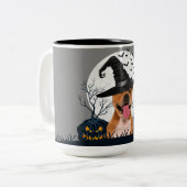 Pit Bull Halloween Pumpkin Patch Tweekleurige Koffiemok (Voorkant links)